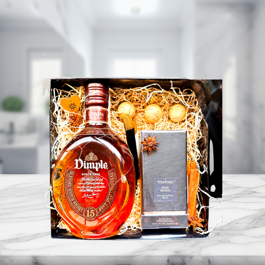 Подаръчна кутия с уиски Dimple и парфюм , код 304