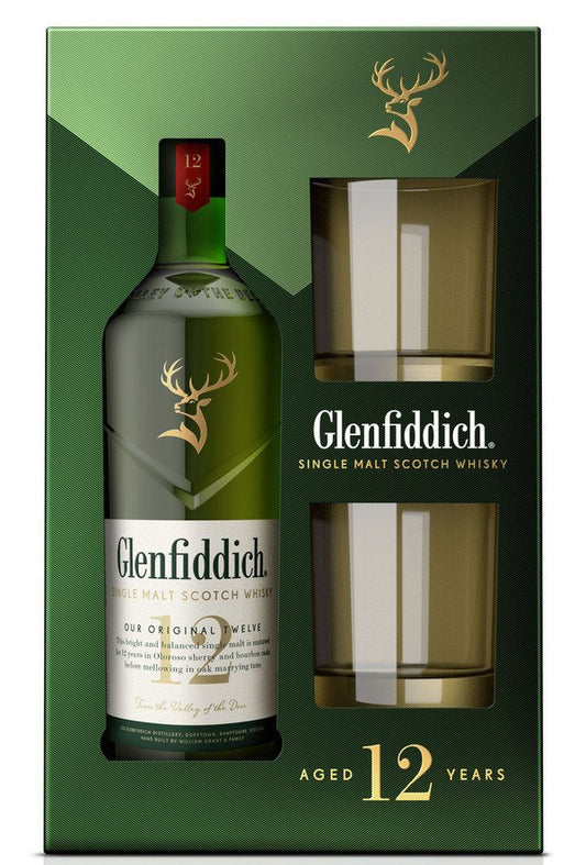 Уиски Glenfiddich 12 Y.O , 700 ml + 2 чаши