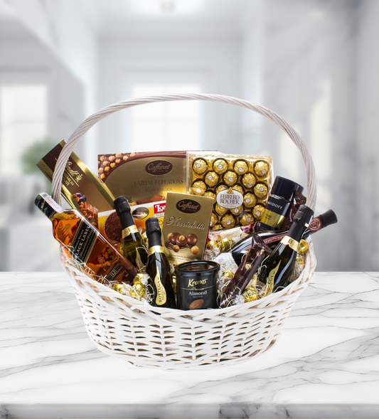 Подаръчна кошница с просеко Bottega , уиски Johnie Walker black label и вино Katarzhyna Le Rouge,  код 468