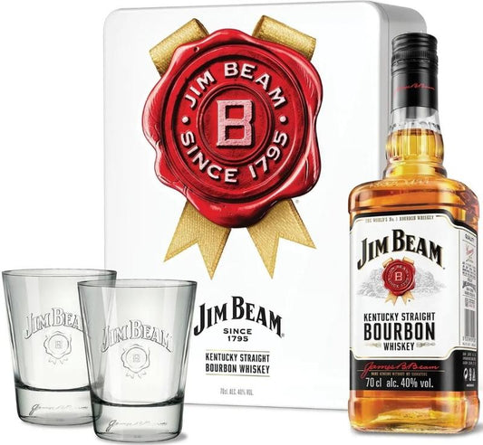 Бърбън Jim Beam White 700 ml + 2 чаши